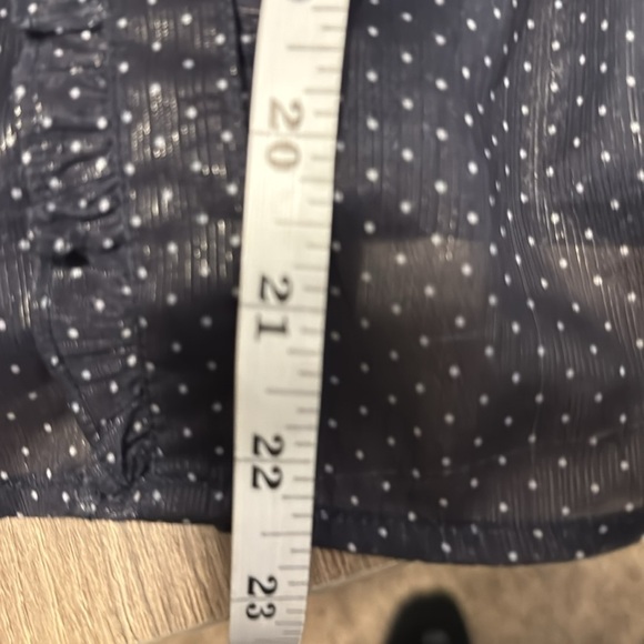 Soup Blue Polka Dot Blouse size‎ s/m  3/4 sleeves  ruffles many style details - Picture 13 of 14